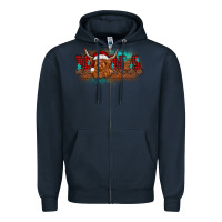 Navy christmas nana highland cow Zipper Hoodie - BarkalooDesign