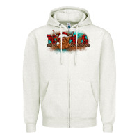 Oatmeal Heather christmas nana highland cow Zipper Hoodie - BarkalooDesign