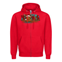 Red christmas nana highland cow Zipper Hoodie - BarkalooDesign