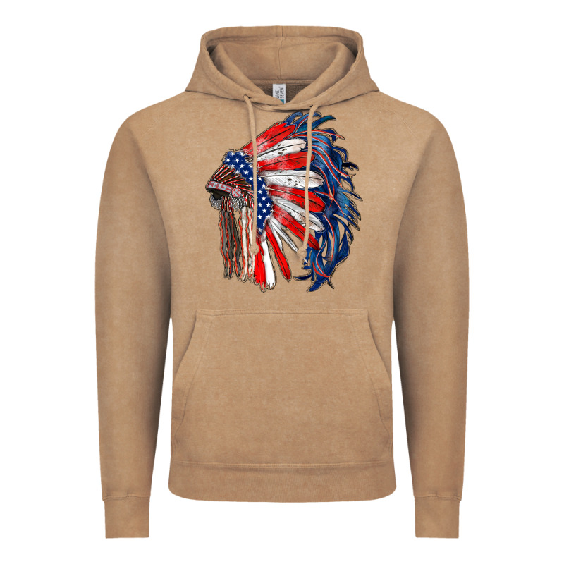 American Flag Indian Headdress Vintage Hoodie by RanaPortraitStore | Teevron