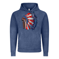 Vintage Denim american flag indian headdress Vintage Hoodie - RanaPortraitStore