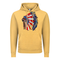 Vintage Mustard american flag indian headdress Vintage Hoodie - RanaPortraitStore