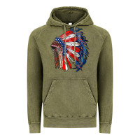 Vintage Olive american flag indian headdress Vintage Hoodie - RanaPortraitStore