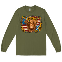 Army Green 4th of july shaggy cow Long Sleeve Tee - Jasminsmagicworld