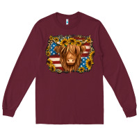 Burgundy 4th of july shaggy cow Long Sleeve Tee - Jasminsmagicworld