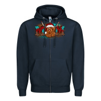 Navy christmas mom highland cow Zipper Hoodie - BarkalooDesign