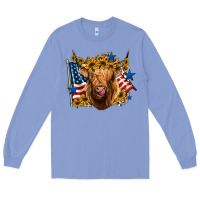 Colony Blue 4th of july shaggy cow leopard background Long Sleeve Tee - Jasminsmagicworld