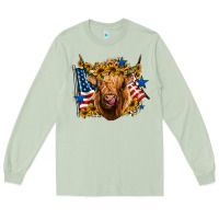 Matcha 4th of july shaggy cow leopard background Long Sleeve Tee - Jasminsmagicworld