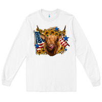 White 4th of july shaggy cow leopard background Long Sleeve Tee - Jasminsmagicworld