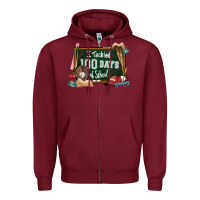 Burgundy I tacked 100 days school Baseball Zipper Hoodie - NancyCooperArtShop