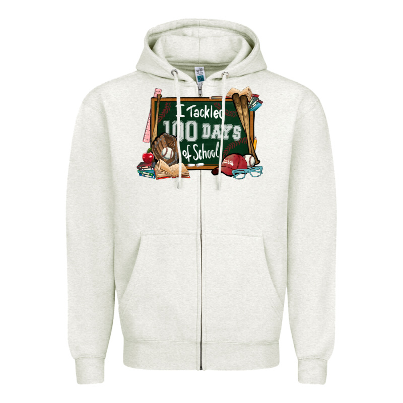 I Tacked 100 Days School Baseball Zipper Hoodie by NancyCooperArtShop | Teevron