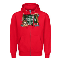 Red I tacked 100 days school Baseball Zipper Hoodie - NancyCooperArtShop