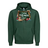 Sports Green I tacked 100 days school Baseball Zipper Hoodie - NancyCooperArtShop