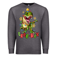 Charcoal Heather tree rex trex christmas dinosaur Premium Sweatshirt - MaliasSmallBusiness