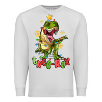Dove Grey tree rex trex christmas dinosaur Premium Sweatshirt - MaliasSmallBusiness