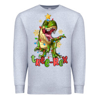 Heather Grey tree rex trex christmas dinosaur Premium Sweatshirt - MaliasSmallBusiness