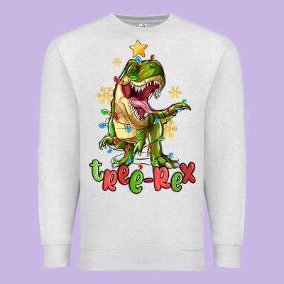 Tree Rex Trex Christmas Dinosaur Premium Sweatshirt Designed By Maliassmallbusiness