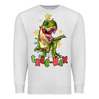 Oatmeal Heather tree rex trex christmas dinosaur Premium Sweatshirt - MaliasSmallBusiness