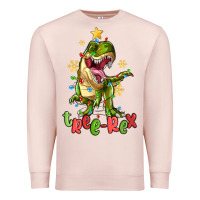 Pale Pink tree rex trex christmas dinosaur Premium Sweatshirt - MaliasSmallBusiness