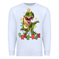 White tree rex trex christmas dinosaur Premium Sweatshirt - MaliasSmallBusiness