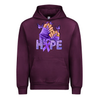 Mauve Wine Hope lavender ribbon all cancers Urban Hoodie - NancyCooperArtShop