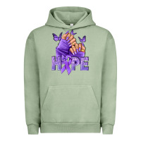 Pigment Oil Green Hope lavender ribbon all cancers Urban Hoodie - NancyCooperArtShop