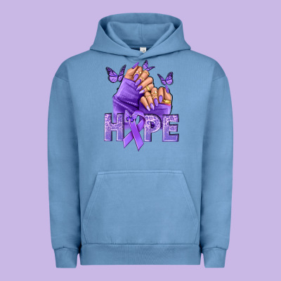 Hope Lavender Ribbon All Cancers Urban Hoodie Designed By Nancycooperartshop