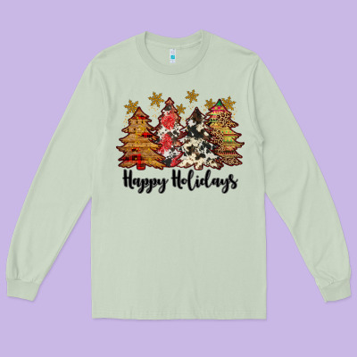 Happy Holidays Long Sleeve Tee Designed By Jahusdesignshop