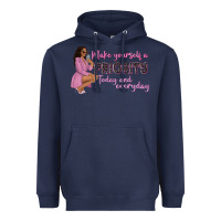 Navy make yourself a priority today and everyday afro w Heavyweight Hoodie - NancyCooperArtShop