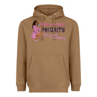 Toasted Coconut make yourself a priority today and everyday afro w Heavyweight Hoodie - NancyCooperArtShop
