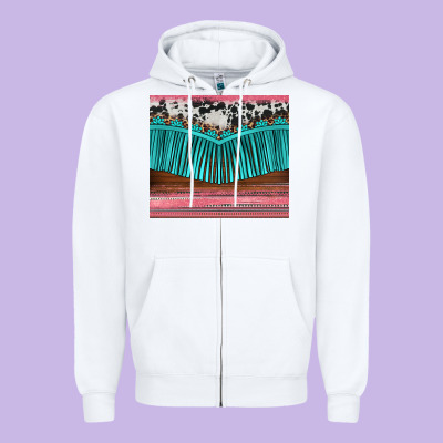 Western Fringe Cowhide Leopard Zipper Hoodie Designed By Barkaloodesign