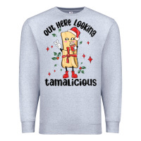 Heather Grey out here looking tamalicious christmas tamale Premium Sweatshirt - MaliasSmallBusiness