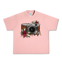 Salmon floral feather vintage camera Urban Heavy Tee - FaDigitalArtStudio