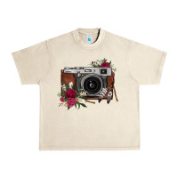 Sandshell floral feather vintage camera Urban Heavy Tee - FaDigitalArtStudio