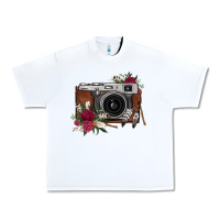 White floral feather vintage camera Urban Heavy Tee - FaDigitalArtStudio