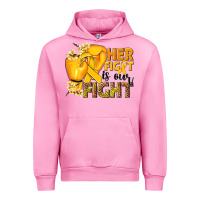 Fuchsia Pink Her fight is our fight Childhood Cancer yellow Urban Hoodie - NancyCooperArtShop