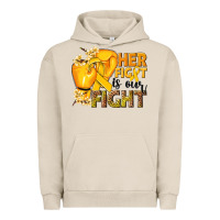 Pigment French Oak Her fight is our fight Childhood Cancer yellow Urban Hoodie - NancyCooperArtShop