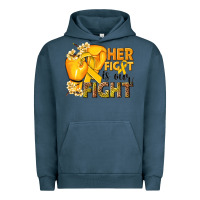 Pigment Midnight Navy Her fight is our fight Childhood Cancer yellow Urban Hoodie - NancyCooperArtShop