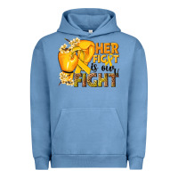 Pigment Pebble Blue Her fight is our fight Childhood Cancer yellow Urban Hoodie - NancyCooperArtShop