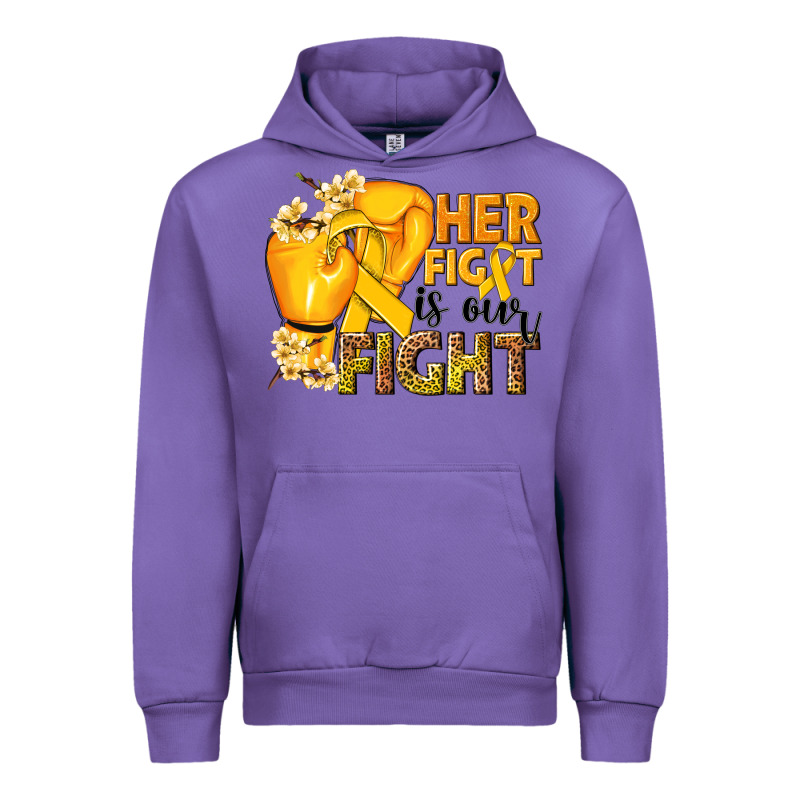 Her Fight Is Our Fight Childhood Cancer Yellow Urban Hoodie by NancyCooperArtShop | Teevron
