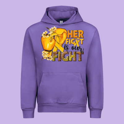 Her Fight Is Our Fight Childhood Cancer Yellow Urban Hoodie Designed By Nancycooperartshop