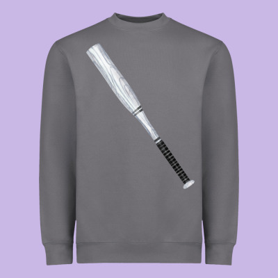 White Wooden Softball Bat Heavyweight Sweatshirt Designed By Fadigitalartstudio