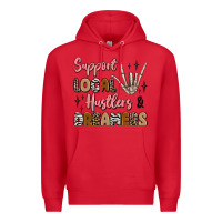 Red support local hustlers and dreamers Premium Hoodie - Artiststas