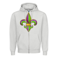 Dove Grey mardi gras fleur de lis leopard Zipper Hoodie - Jasminsmagicworld
