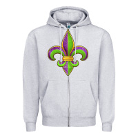 Heather Grey mardi gras fleur de lis leopard Zipper Hoodie - Jasminsmagicworld