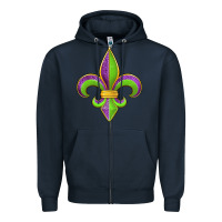 Navy mardi gras fleur de lis leopard Zipper Hoodie - Jasminsmagicworld