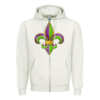 Oatmeal Heather mardi gras fleur de lis leopard Zipper Hoodie - Jasminsmagicworld
