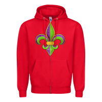 Red mardi gras fleur de lis leopard Zipper Hoodie - Jasminsmagicworld