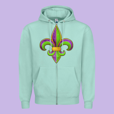 Mardi Gras Fleur De Lis Leopard Zipper Hoodie Designed By Jasminsmagicworld