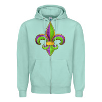 Seafoam mardi gras fleur de lis leopard Zipper Hoodie - Jasminsmagicworld